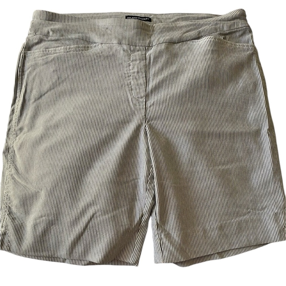 White & Gray Striped Bermuda Shorts